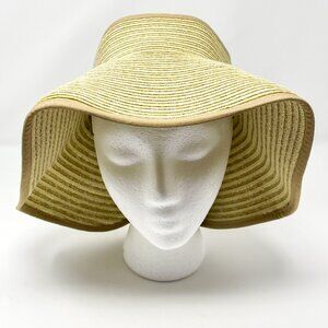 Scala Packable Paper Braid Sun Hat Visor Tan One Size Adjustable Woven